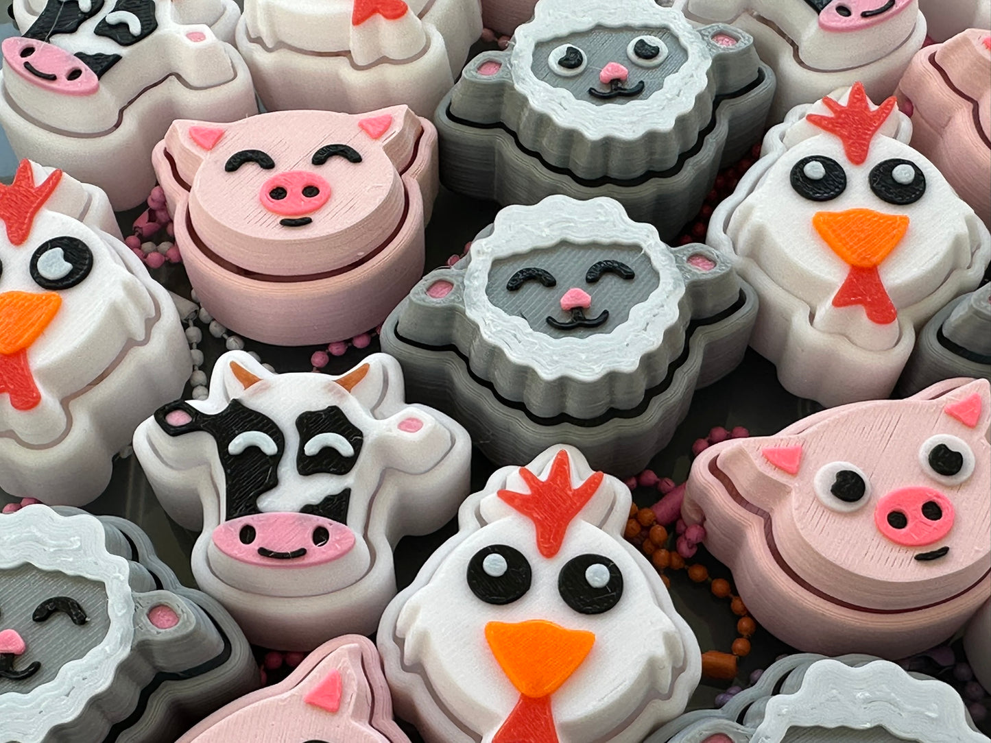 Clickers Animaux de la Ferme – Jouet Fidget Anti-Stress | Vache, Cochon, Poule, Mouton | Kermesse, École, Enfants