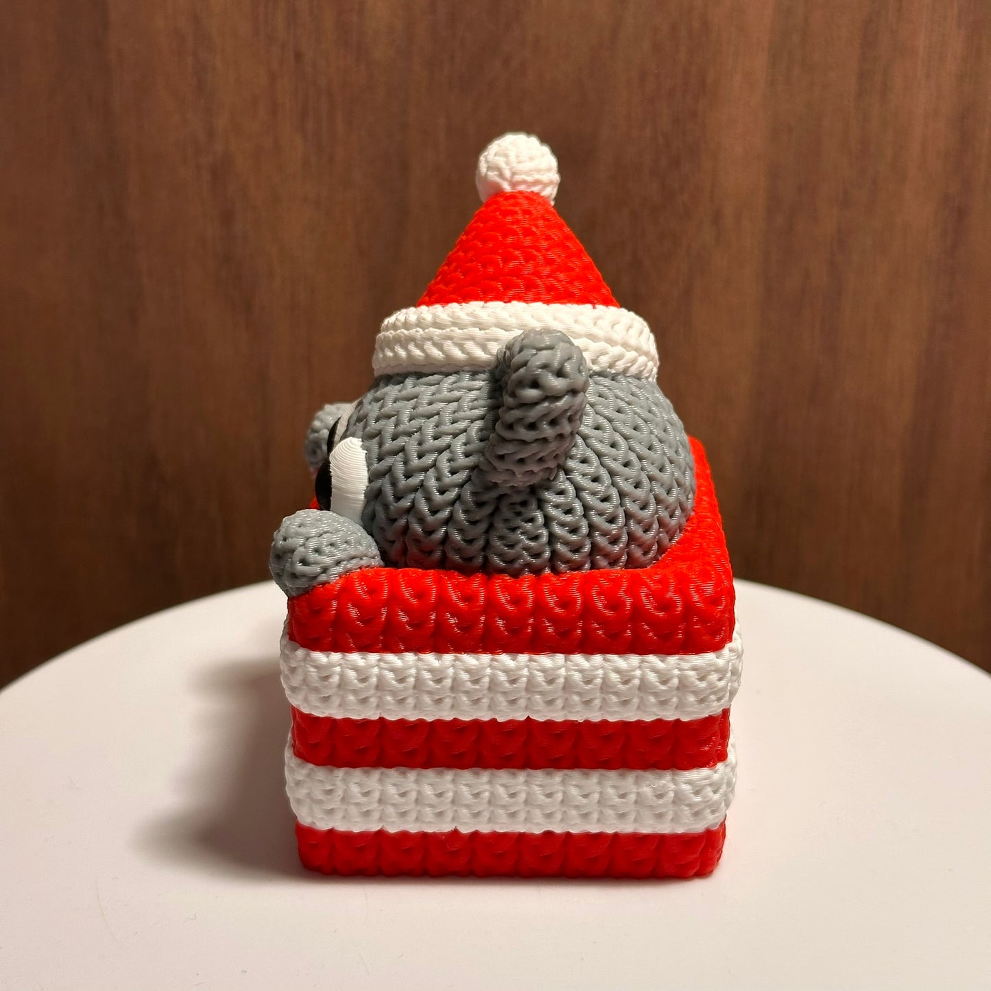 Christmas Cat Figurine in Basket
