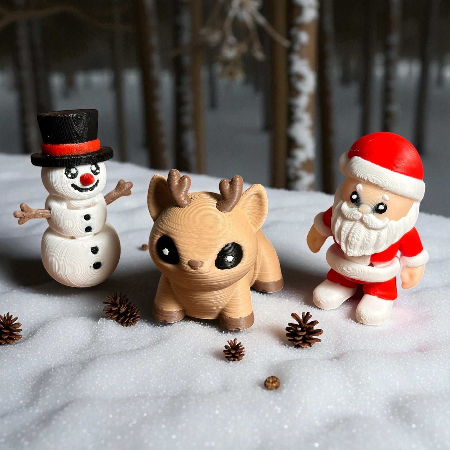 Figurines articulées de Noël – Père Noël, Renne et Bonhomme de neige