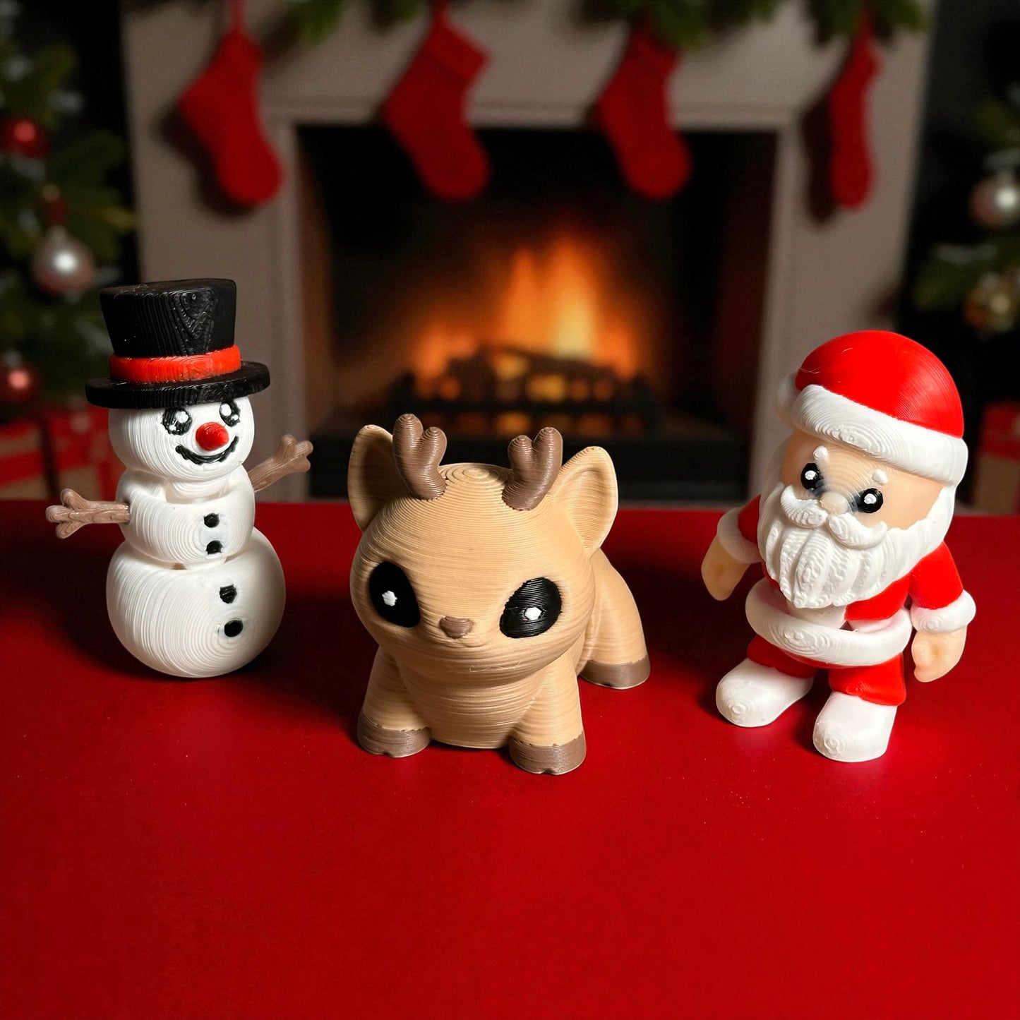 Figurines articulées de Noël – Père Noël, Renne et Bonhomme de neige