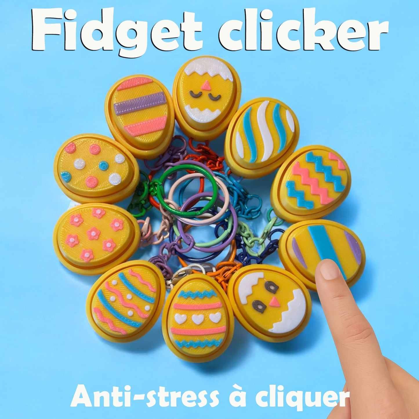 đŁ Easter Egg Clicker Keychain â Fun, trendy & stress-relieving! đ