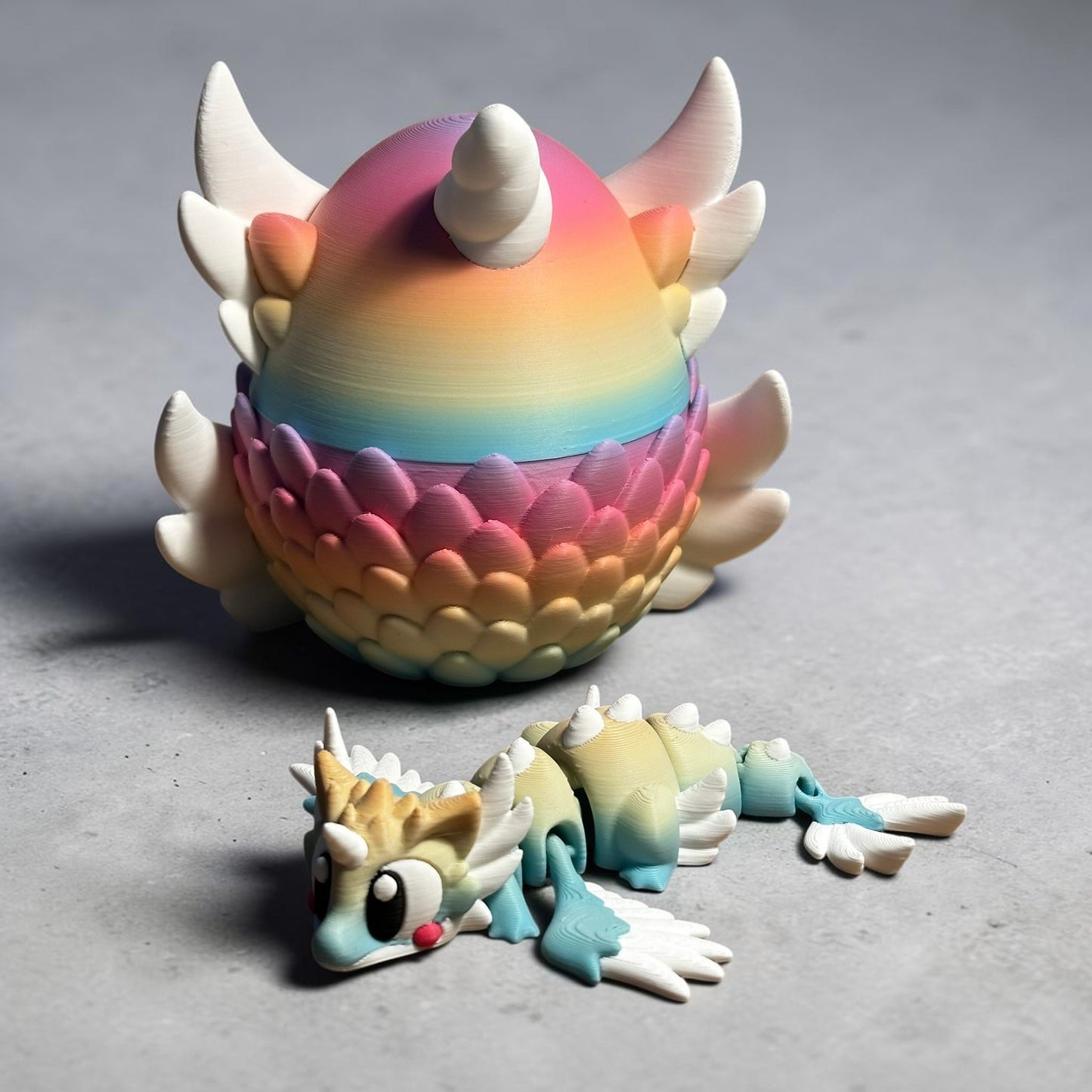 Dragon licorne articulé Élyrune – Figurine 3D pastel