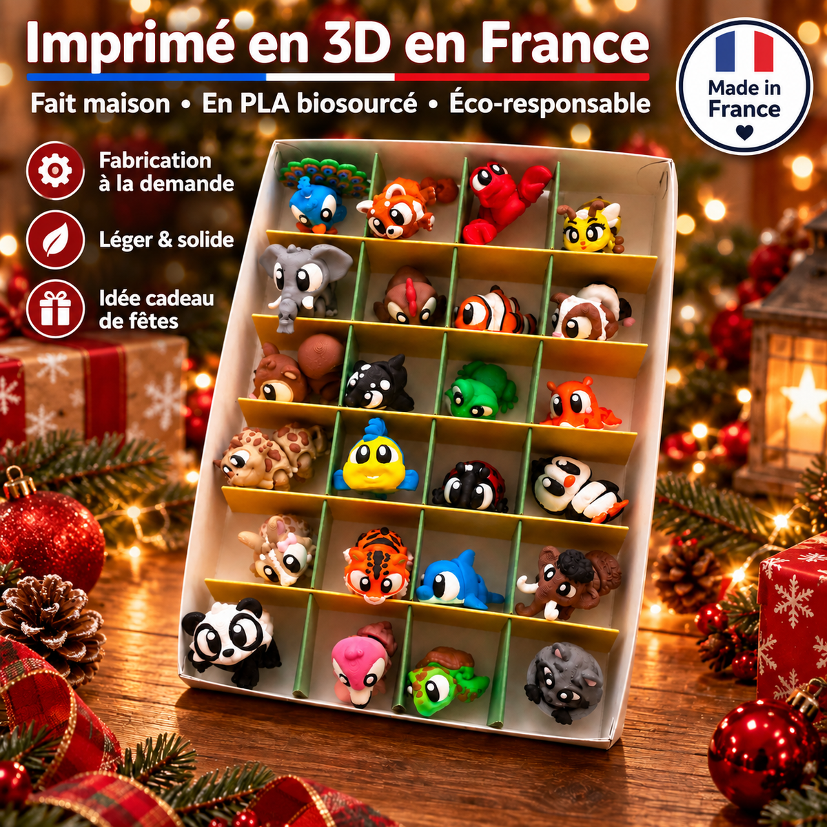 Calendrier de l’Avent Minimals – 24 mini animaux flexibles 3D à collectionner