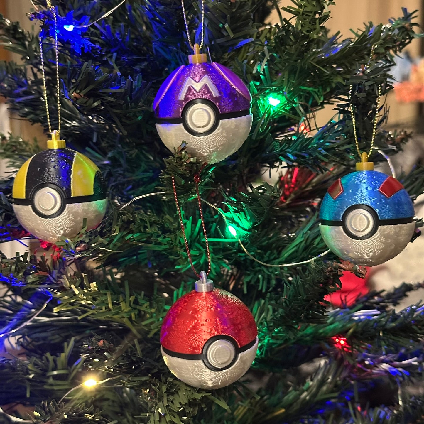 Boules de Noël Pokeball, décorations pour le sapin Pokémon