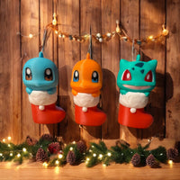 Boules Bottes de Noël Pokémon Evoli, Carapuce, Salamèche, Bulbizarre et Pikachu