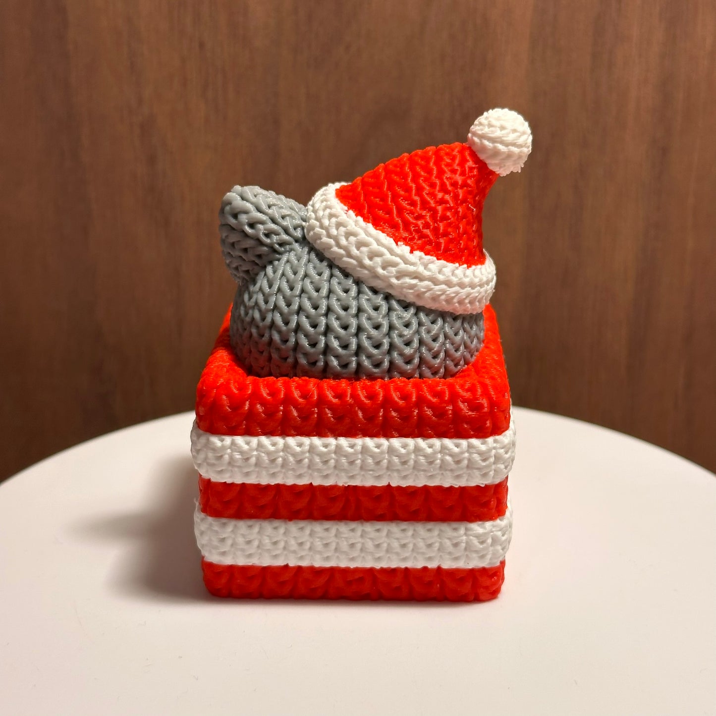 Christmas Cat Figurine in Basket