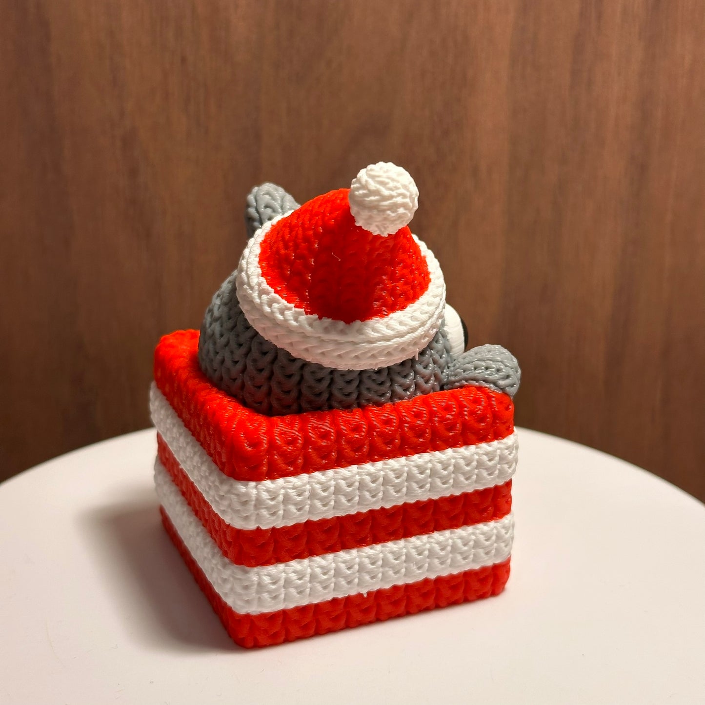 Christmas Cat Figurine in Basket