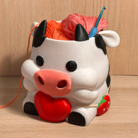 Bols à laine en forme de vache – Accessoire de tricot et crochet artisanal