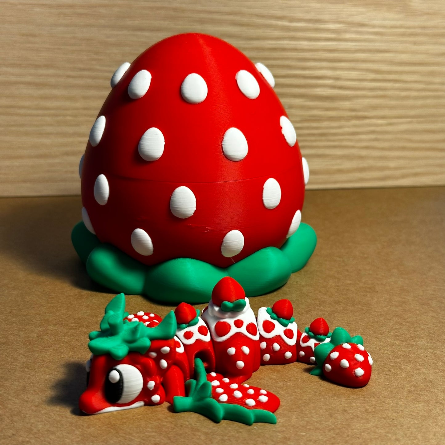 Fraisou – Dragon Fraise Œuf Articulé | Figurine Dragon