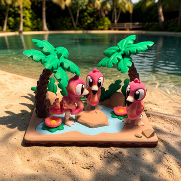 L'Îlot des Flamants Roses – 3 Figurines et leur Habitat | Minimals-World