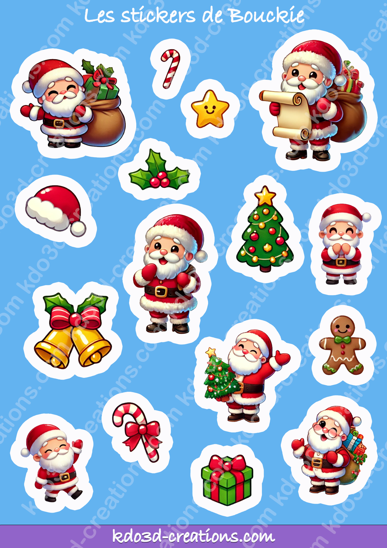 Planche de stickers Père Noël