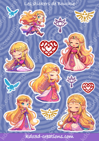 Planche de Stickers inspirée de la princesse Zelda