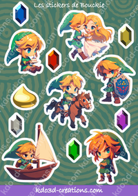 Sheet of Link stickers inspired by the Zelda universe - 02