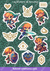 Planche de stickers Link inspirées de l'univers Zelda - 01