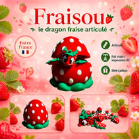 Fraisou – Dragon Fraise Œuf Articulé | Figurine Dragon
