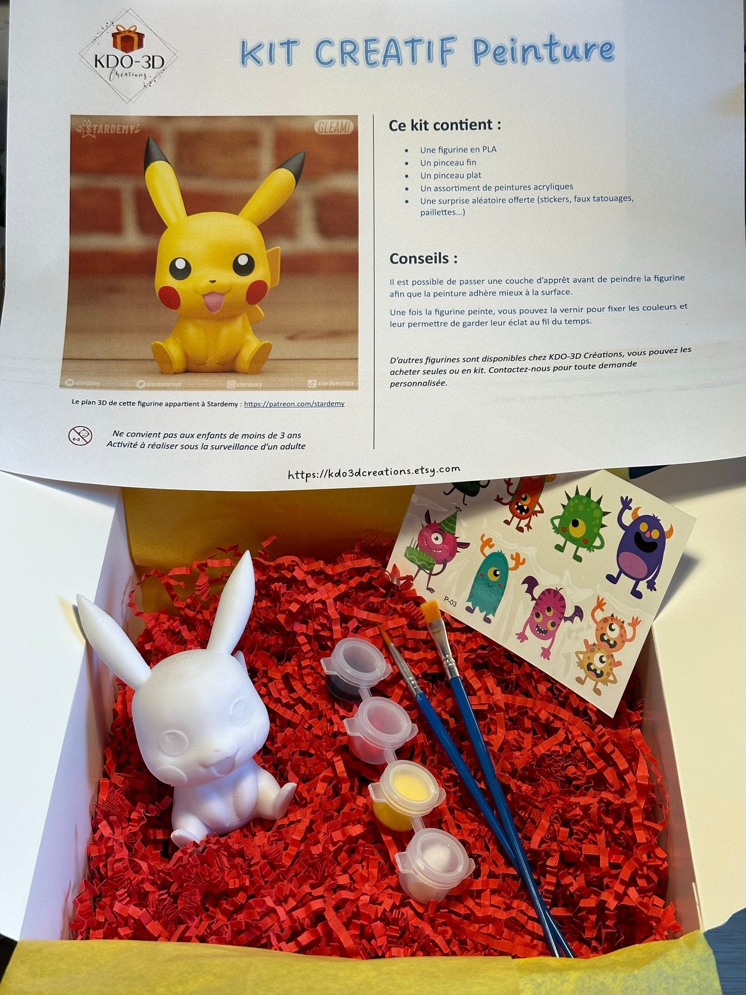 Kit créatif de peinture Pikachu à personnaliser, colorier ou peindre