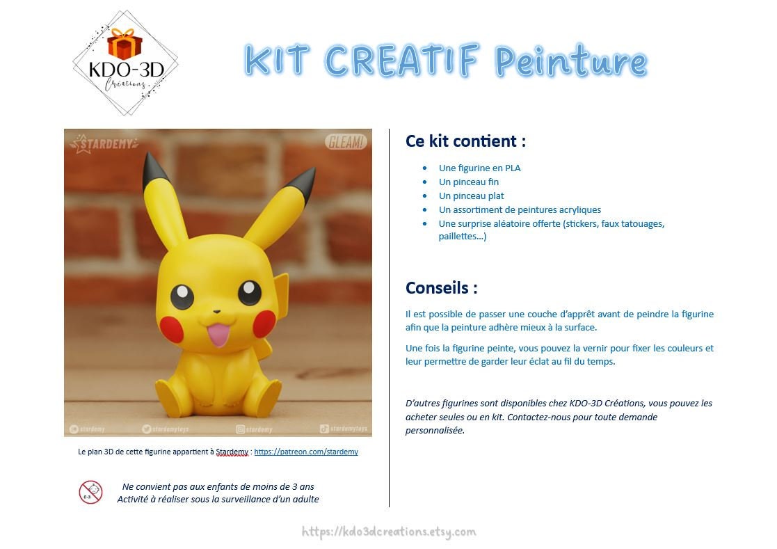 Kit créatif de peinture Pikachu à personnaliser, colorier ou peindre