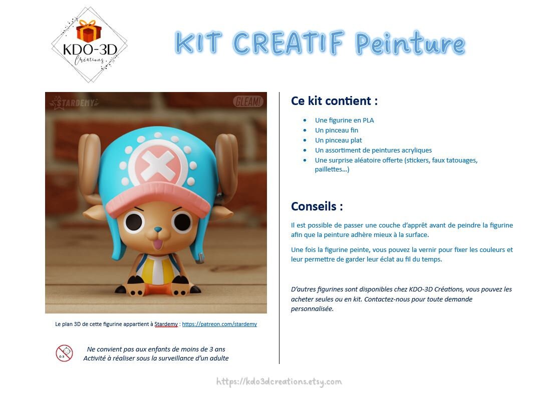 Kit Créatif de Peinture Tony Tony Chopper de One Piece pour Enfant à personnaliser