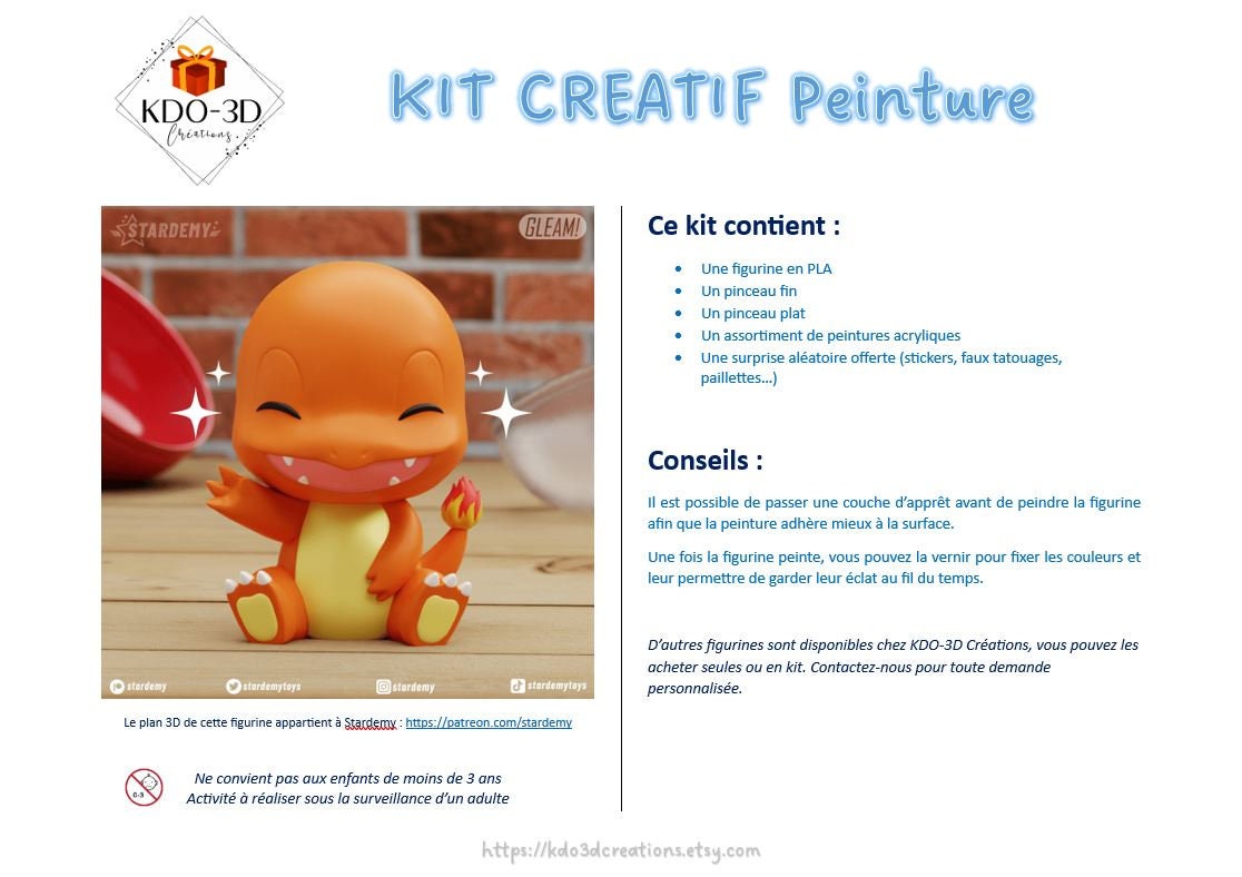 Kit Créatif de Peinture Salamèche - Pokemon à personnaliser, colorier ou peindre