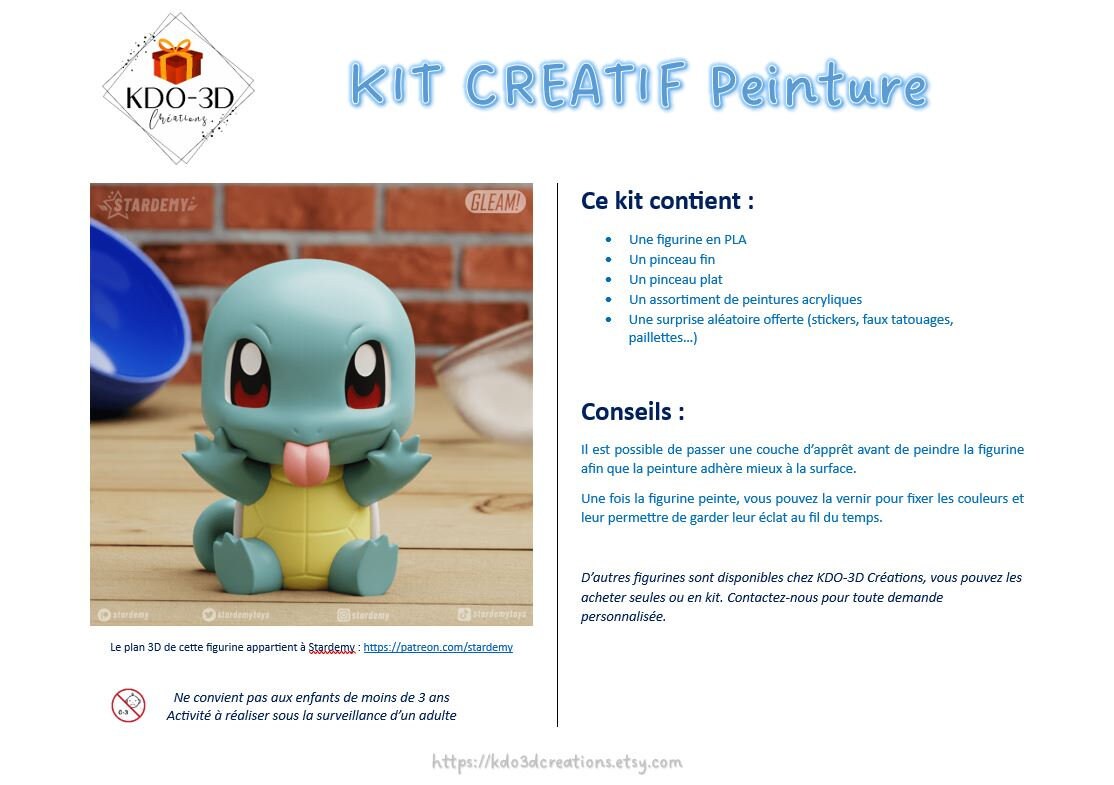 Kit Créatif de Peinture Carapuce - Pokemon à personnaliser, colorier ou peindre