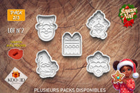 Emporte-pièces de Noël avec tampon gaufrage pour décoration biscuits ou pâte polymère - Pack 2/5