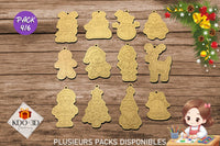 Décorations de Noël en bois à peindre pour enfants - Pack 4/6