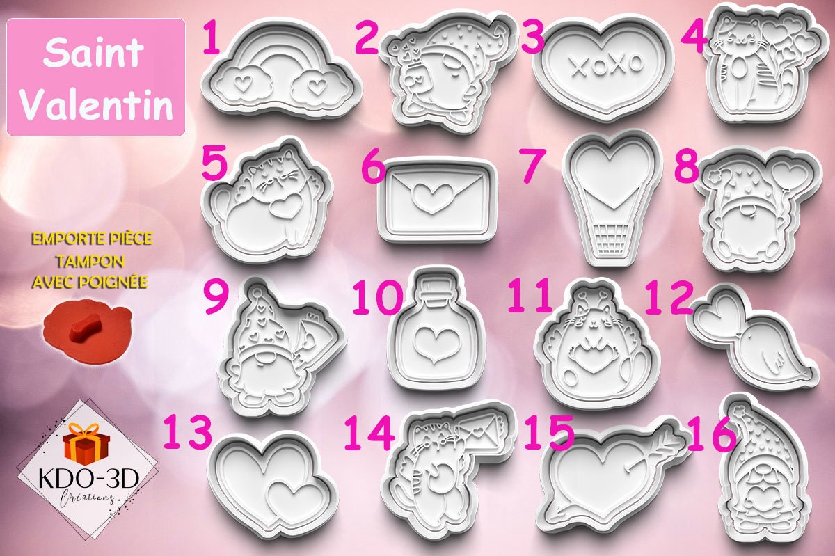 Emporte-pièces Saint valentin - Cookie cutter valentine's day Pack 3