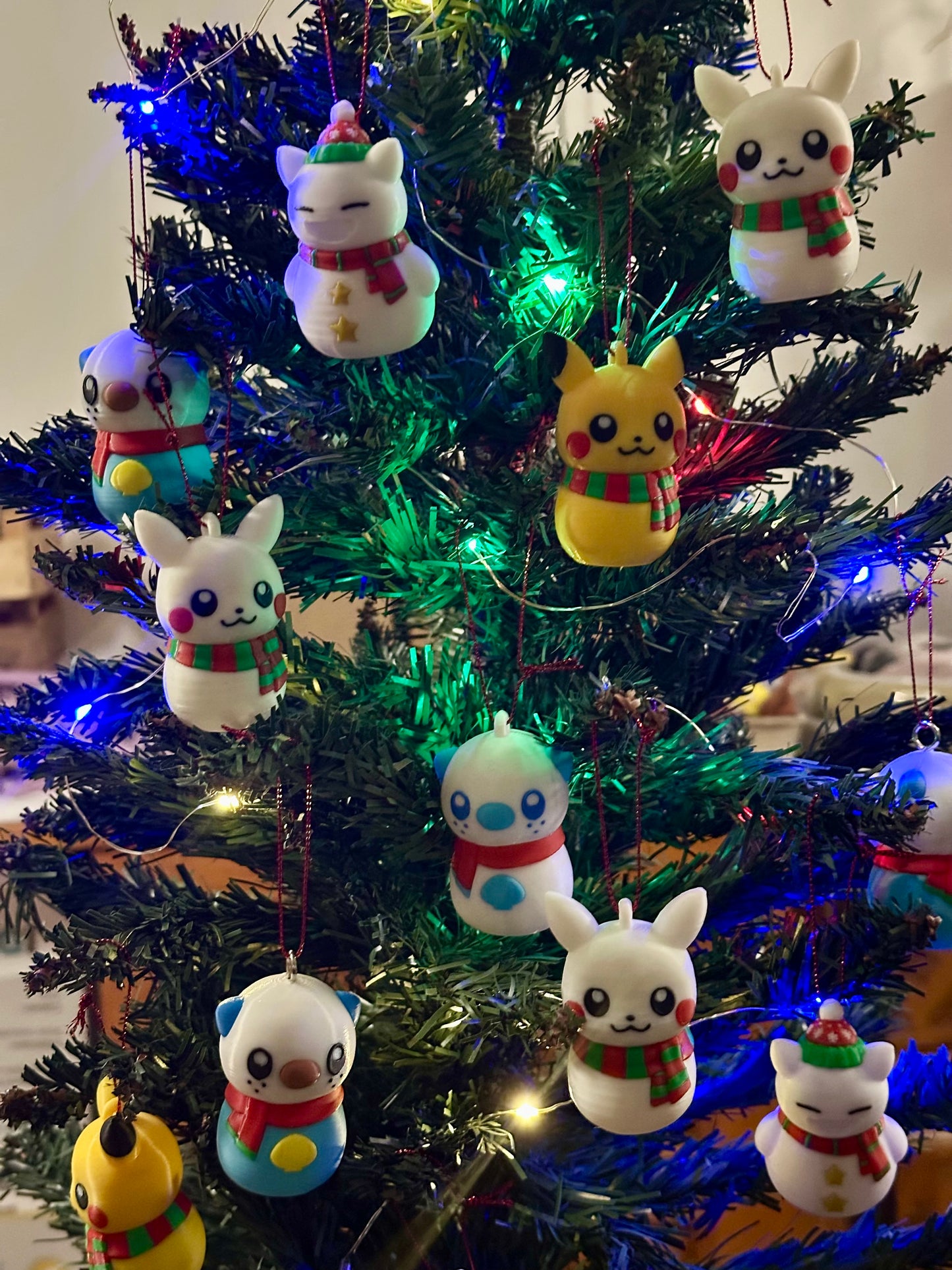 Pokemon Snorlax, Pikachu and Oshawott Christmas Balls