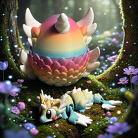 Dragon licorne articulé Élyrune – Figurine 3D pastel