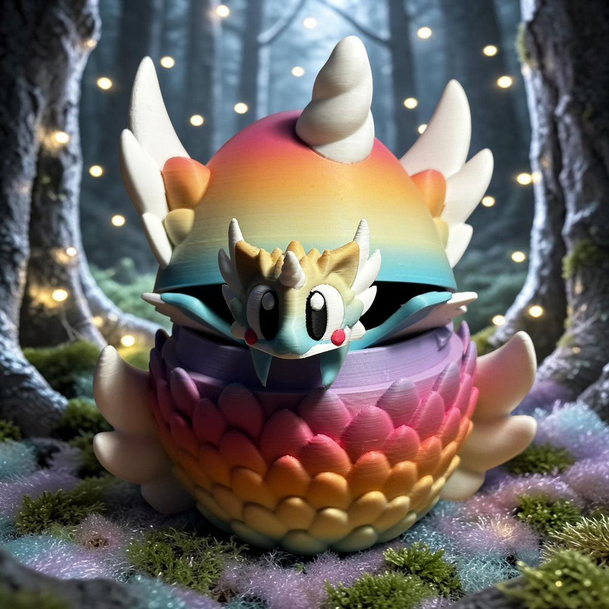 Dragon licorne articulé Élyrune – Figurine 3D pastel