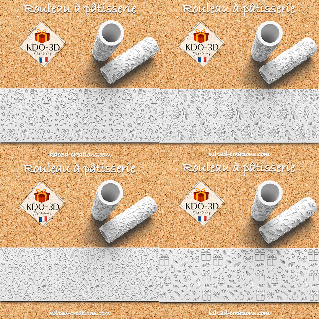 Christmas Rolling Pin – Gingerbread, Candy Cane, and Fir Tree Patterns